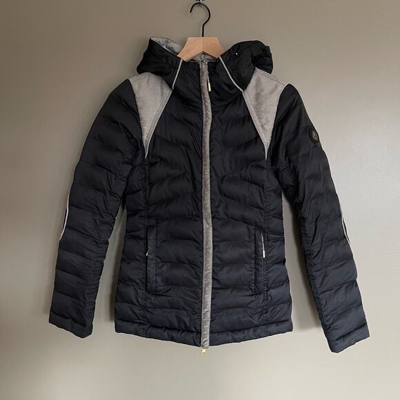 Lole Shine Jacket in Meteor Reversible Down Puffer Parka Size XS Grey Black Warm - Picture 8 of 16